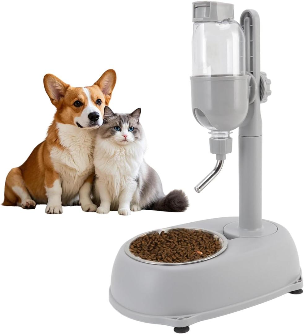 Pet Standing Water Dispenser Bowl, Cat Dog Standing Bowl, 500ml Multifunctional Detachable Height Pet Automatic Standing Water Feeder