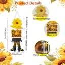 2 x Sunflower Sign Decoration Hanging Wooden Wall Decor Version Rustic Front Door Hanger Art Ornament for Home Room Indoor Outdoor Holiday Decor