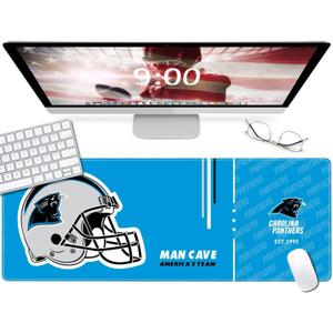 Large Gaming Mouse Pad, Extended Desk Mousepad with Stitched Edges, Football Computer Keyboard Pad,Light Blue Design for Sport Fans, 31.5 x 11.8 in
