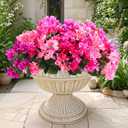 6 Bundles Outdoor Faux Flowers Realistic UV Resistant No Fade Artificial Silk Bougainvillea Flowers Bush Outside Decor for Front Porch Planter Patio Garden Home (Fuchsia/Purple/Watermelon Pink)