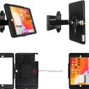 Tablet Wall Mount Bracket with fold for iPad 10.2-Inch (9th,8th,7th Gen.), Extend Adjustable Arm Swivel with Anti Theft Security Lock and Key, Multi Angle, Rotate Design,Metal (Black)