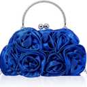 Women Evening Clutch, Small Floral Satin Purse with Detachable Strap for Mother's Day Wedding Party Prom Gift