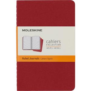Moleskine Cahier Journal, Soft Cover, Large (3.5" x 5.5") Ruled/Lined, Black, 80 Pages (Set of 3)