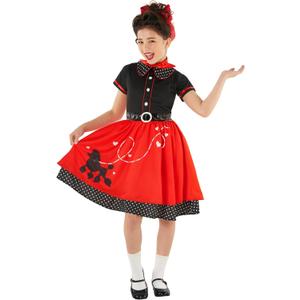 Morph Poodle Skirts For Girls Costume 50s Costume for Girls 1950s Poodle Skirt Costume Girls Poodle Skirt Costume Kids (Medium)