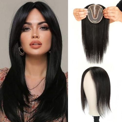 Amazon.com : ROSELOVER Hair Topper for Women,12 Inch Real Human Hair Clip-In,4.5x5 Inch Mono Base with Non-Slip Clips,Natural Black(1B) : Beauty & Personal Care
