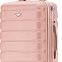 Flight Knight 22x14x9 Expandable Carry On Hardside Suitcase TSA Lock USB C Port Lightweight Luggage Silent Double Spinner Wheels Maximum Overhead Carry-On Bag For American United Approved Pink
