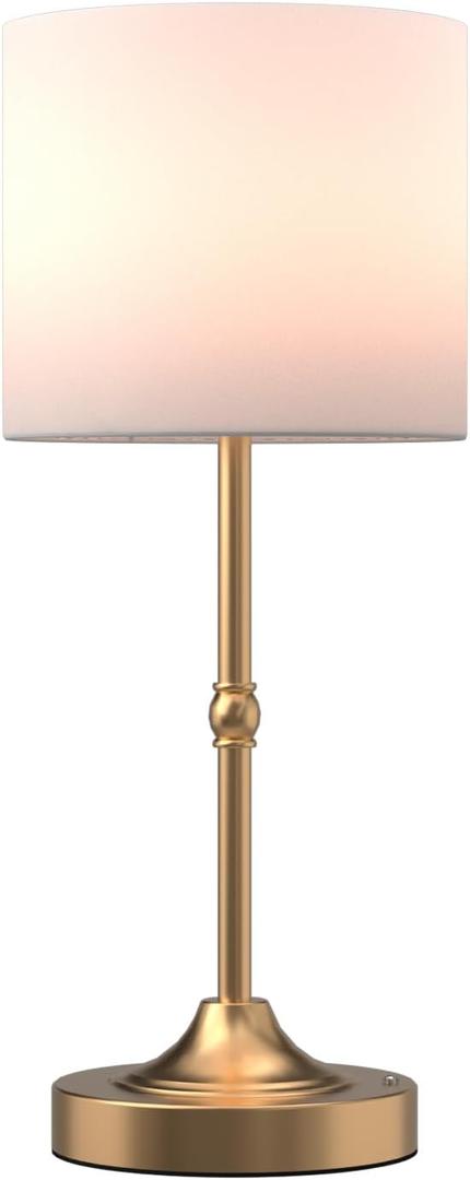 YYXGOOB Cordless LED Table Lamp,Portables Fabric Shade Desk Lamps, Rechargeable Battery Powered Lighting, Dimmable Light for Dining Room, Bedroom, Bedside, Night Light, Balcony (Gold)