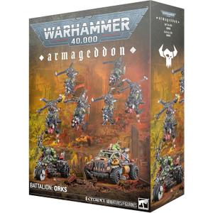 Armageddon Battalion Orks Speedwaaagh Box Set for Warhammer 40,000, 8 Miniatures Including Deffkilla Wartrike, Rukkatrukk Squigbuggy, Deffkoptas, Multipart Plastic Model Kit