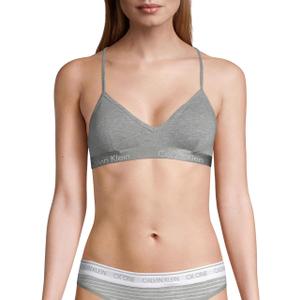 Calvin Klein Women's Motive Cotton Lightly Lined Bralette Bra (Grey Heather)