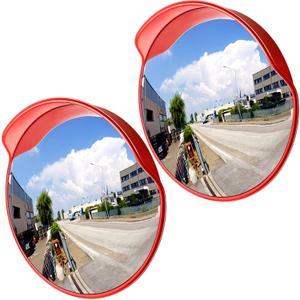 2 Pcs 30" Safety Convex Mirror Traffic Mirror Outdoor Indoor Driveway Street Corner Mirror Security Blind Spot Mirror for Road Garage Parking Lot Warehouse, Tear Off The Protective Film Before Use