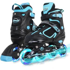 MammyGol Adjustable Inline Skates for Kids Boys Girls Youth Beginner with Light up Wheels, Size: M