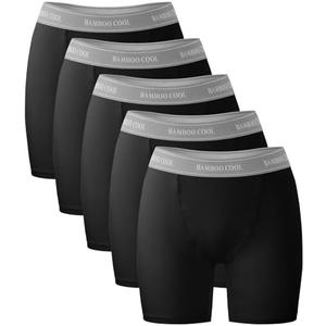 BAMBOO COOL Womens Boxer Briefs Boy Shorts Underwear Soft Stretch Panties for Women, 5-Pack Size Large