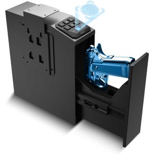 DAYI Biometric Gun Safe for Handgun, Fingerprint Pistol Safe with 3 Ways Quick Access and Silent Mute Function for Beside Nightstand - T12