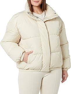 Women's Relaxed-Fit Mock-Neck Short Puffer Jacket  (Previously Daily Ritual) Sand, 2XL