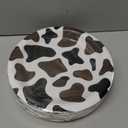 BLUE PANDA 48 Pack Cow Print Paper Plates (9 Inch) for Barnyard Birthday, Farm Animal Party - Cow Baby Shower Supplies (Brown Foil Print)