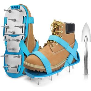 Lawn Aerator Shoes for Grass - Pre-Assembled Grass Aerator Shoes for Lawn - Soil Yard Aerator Tool for Aerating Patio Garden (Medium, Blue)