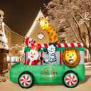 YOUBET 8FT Christmas Van Inflatables - Christmas Inflatables Outdoor Decoration with Animals Santa Claus Blow Up Built-in 8 Led Lights for Xmas Yard Lawn Outdoor Decorations