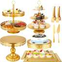10Pcs Gold Cake Stand for Party Dessert Table Display Set Tiered Cupcake Holder Fruit Cookies Donut Plate Serving Tower Tray Platter for Wedding Birthday Celebration Decor