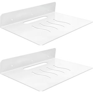 Steel Floating Shelves for Wall,Small Wall ShelfSuitable for Bedroom, Living Room, Bathroom, Kitchen, Office (White, 2Pack 9.06x6.89 in)