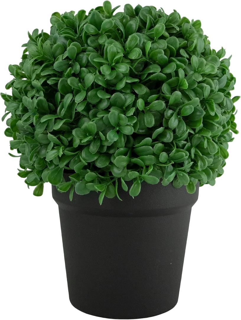 Northlight Artificial Boxwood Ball Topiary in Round Pot Unlit, 9.5", Green