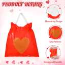 ForraFun 120 Pcs Valentines Goodie Bags Bulk Heart Drawstring Treat Candy Gift Bags with Handles Plastic Small Snacks Cookies Party Favors Pouch for Valentines Exchange Gift Holiday Birthday Supplies