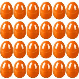24 Pcs Easter Eggs Plastic Fillable Easter Eggs Bulk Empty Blank for Easter Basket Stuffers Fillers Easter Theme Party Favor Easter Hunt Stuffers Classroom Prize (Orange)