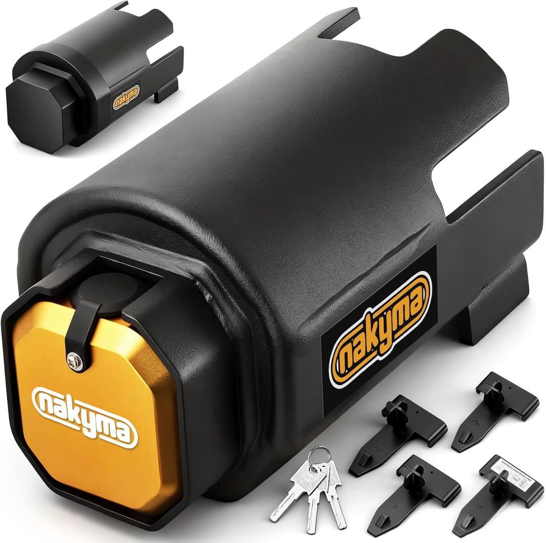 Heavy Duty Trailer Hitch Lock for 2-5/16", 2", 1-7/8" Couplers, Snap-On Trailer Coupler Lock with Brass Lock Core, Anti-Theft Trailer Tongue Lock with Waterproof Silicone Cover for RV, Trailer, Boat