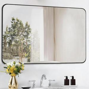 Tanmicoshomy 20 x 30 Inch Black Framed Bathroom Wall Mirror, Rectangular Mirrors with Tempered Glass for Bedroom,Living Room or Entryway