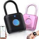 Pothunder Fingerprint Padlock, Smart Padlock, Locker Lock, Combination Lock, Fingerprint Lock with APP Unlock, USB Rechargeable, Suitable for Gym Locker, Door, Locker(Black)