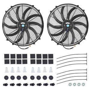 16" Slim Fan Push Pull Electric Radiator Cooling Fan Universal High Performance 12V 120W Motor with Fan Mounting Kit-Black (2 Pack)