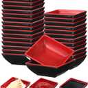 30 Pcs Dipping Bowls, Soy Sauce Dishes, Black Red Dipping Sauce Plate Set Small Dish Pinch Bowls for Condiment, Snack, Sushi, BBQ, Desserts