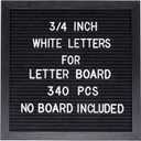 Felt Letter Board Letters Set - Pre-Cut 340pcs 3/4 Inch White Letters Only (No Board Included)