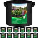 JNYONG 12-Pack 5 Gallon Thickened Non-Woven Grow Bags, Aeration Fabric Pots with Handles