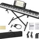 Digital Piano 88 Key Full Size Semi Weighted Electronic Keyboard Piano Set with Stand,Built-In Speakers,Electric Piano Keyboard with Sustain Pedal,Bluetooth,MIDI/USB/MP3 for Beginners Adults