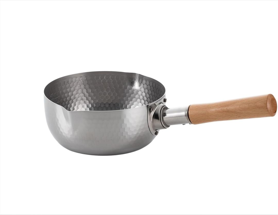 MARUYAMA GIKEN  KOURIKKA Yukihira Saucepan 18 cm (7.0 inchi), 1.8 quart KRY-18 Stainless Steel Traditional Japanese Saucepan Wood Handle  MADE IN JAPAN