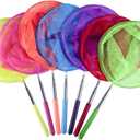 KISEER 7-Piece Colorful Telescopic Kids Fishing Net Butterfly Net Catching Insects Bugs Beach Toys for Kids Outdoor Playing (Small)