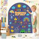 Large Magnetic Wall Decals Kids Navy Blue Magnetic Chalkboard Sticker with 79 Alphabet Letters Magnet Playwall Peel and Stick Dry Erase Board Sticker for Playroom Nursery Classroom Decor 31.5"x39.4"