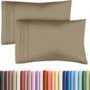 King Pillow Cases Set of 2 - Ultra Soft Hotel Quality Pillowcase Covers - Comfy, Cozy & Wrinkle Free - Shrinkage, Stain and Fade Resistant - Machine Washable Pillow Protectors - 2 Piece Set - Khaki