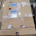 LINSY HOME Farmhouse Coffee Table with Storage, Wood Coffee Table for Living Room, Open Display Area and Storage Drawers with Metal Handles, Chic Style with Curved Base, Brown