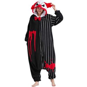 DarkCom Clown Onesie Halloween Costume One Piece Unisex Adult Pajamas Women Men Sleepwear Christmas Pajamas