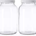 kitchentoolz 1 Gallon Glass Mason Jars Extra Large Wide Mouth Jars with Airtight Lids Perfect for Sourdough Starter, Fermenting, Pickling, and Storage Made in the USA Pack of 2