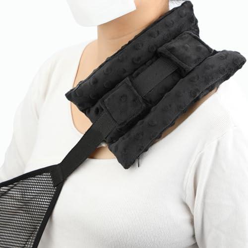Upgrade Neck Pad Strap Cushion Pillow for Arm Sling Comfort Shoulder Support Pad Rotator Cuff Replacemet Surgery Elbow Brace Carry Padded Cover Broken Wrist Hand Injury Cast, Minky Dot Black