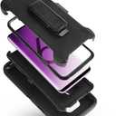 3 x AICase 3 in 1 Armor Galaxy S9+ Heavy Duty Holster Case with Belt Clip, Kickstand & Shock Reduction (Black)
