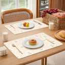 LilyCat Faux Leather Placemats Set of 6, Waterproof Oil-Proof Dining Table Mats for Kitchen, Indoor & Outdoor Heat Resistant Wipeable PU Place Mats, 18 12, Cherries and Flowers