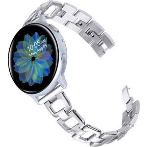 JOYOZY Stainless Steel Bands for Galaxy Watch 7/6/5/4 40mm 44mm/Galaxy Watch FE 40mm/Watch 6 Classic 43mm 47mm/Active 40mm/Active2 40mm 44mm,Metal D-Chain Band for Watch 5 pro 45mm/Watch 4 Classic