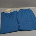 Ekouaer 2 PackWomens Ribbed Knit Pajama Set with Pockets Long Sleeve PJs V Neck Soft Loungewear Loose Matching Outfits Set Black and Lake Blue S