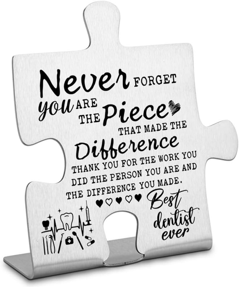 Thank you, Appreciation gifts for Dentist Decor Sign, Going Away Gift, Retirement Gift for Dentist, Never forget you are the Piece that Made the Difference, Unique Gifts for Dentist-DX143