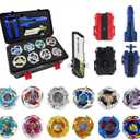 MUSTYBELT Battling Top Burst Gyro Toy Set Toy Gift for Children Boys Ages 6 8 10 12+ Combat Battling Game 12 Burst Spinning Tops 2 Two Way Launchers Grip Starter (BOZE-BX12)