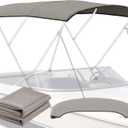 3 Bow Bimini Top Replacement Canvas Cover - 900D Polyester with Storage Boot, Waterproof & UV-Proof Sun Shade Boat Canopy without Frame for Jon Boats, Pontoon Boats (Gray, 6'L x 46-73"W x 78"H)