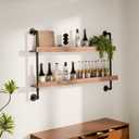 Bar Shelves, Wall Mounted Wine Rack, Weathered Brown, 48 Inch